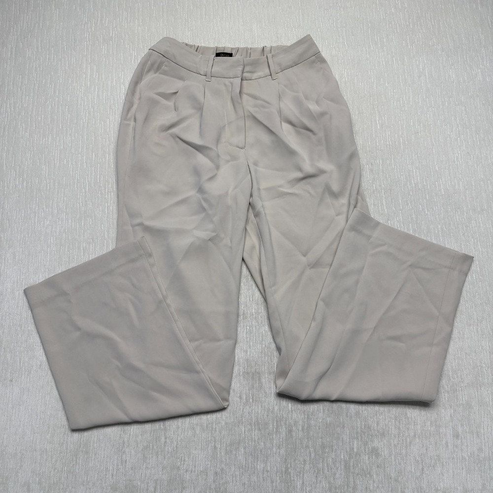 Quince Dress Pants Elastic Back Beige Stretch Wide Leg Career High Rise Neutral